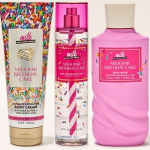 Milk Bar Birthday Cake Body Cream, Body Wash & Fragrance Mist 3pc Set NEW